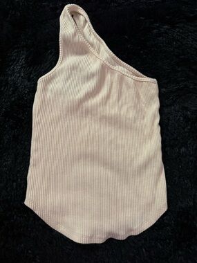 One-Shoulder Ribbed Tank in Cream